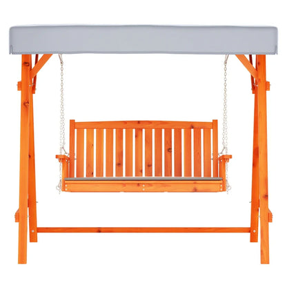 Gardeon Outdoor Wooden Swing Chair Garden Bench Canopy Cushion 3 Seater Teak - Mekamart Australia