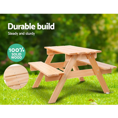 Keezi Kids Outdoor Table and Chairs Picnic Bench Set Children Wooden - Mekamart Australia