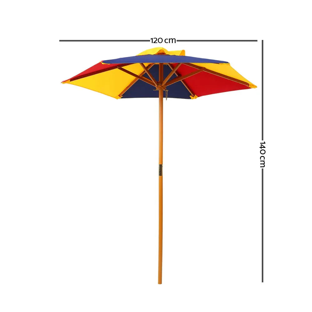 Keezi Kids Wooden Picnic Table Set with Umbrella - Mekamart Australia