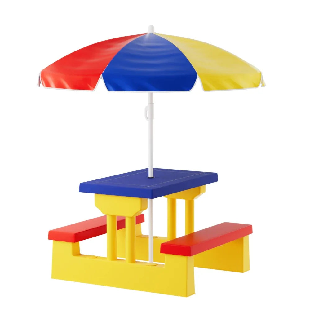 Keezi Kids Outdoor Table and Chairs Set Picnic Bench Umbrella Children Indoor - Mekamart Australia