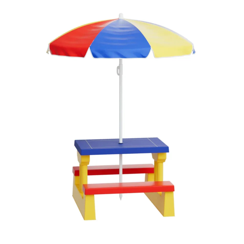 Keezi Kids Outdoor Table and Chairs Set Picnic Bench Umbrella Children Indoor - Mekamart Australia