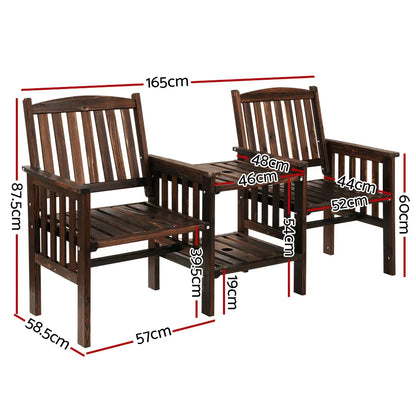 Gardeon Outdoor Garden Bench Loveseat Wooden Table Chairs Patio Furniture Charcoal - Mekamart Australia
