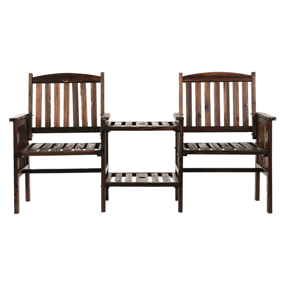 Gardeon Outdoor Garden Bench Loveseat Wooden Table Chairs Patio Furniture Charcoal - Mekamart Australia