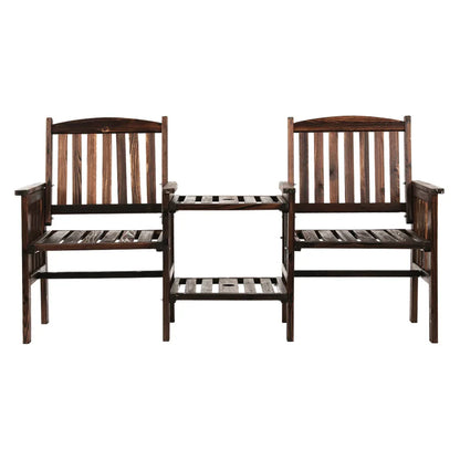 Gardeon Outdoor Garden Bench Loveseat Wooden Table Chairs Patio Furniture Charcoal - Mekamart Australia