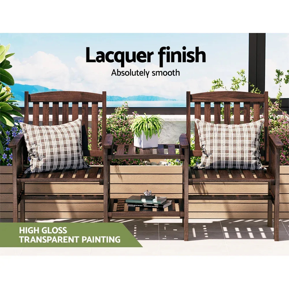 Gardeon Outdoor Garden Bench Loveseat Wooden Table Chairs Patio Furniture Charcoal - Mekamart Australia