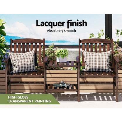Gardeon Outdoor Garden Bench Loveseat Wooden Table Chairs Patio Furniture Charcoal - Mekamart Australia