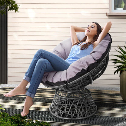 Gardeon Outdoor Chairs Outdoor Furniture Papasan Chair Wicker Patio Garden Grey - Mekamart Australia