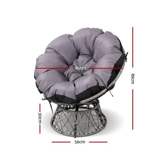Gardeon Outdoor Chairs Outdoor Furniture Papasan Chair Wicker Patio Garden Grey - Mekamart Australia