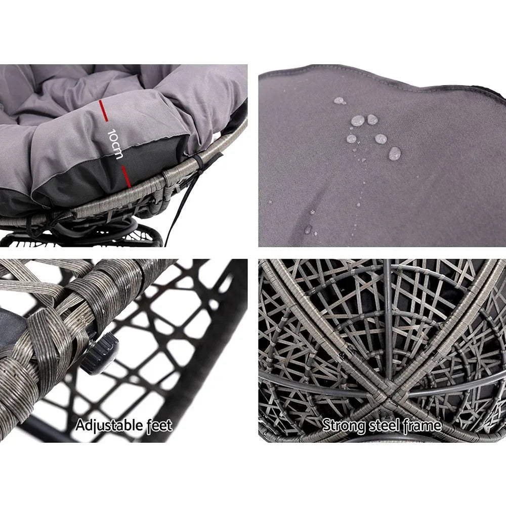 Gardeon Outdoor Chairs Outdoor Furniture Papasan Chair Wicker Patio Garden Grey - Mekamart Australia