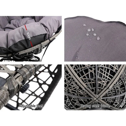 Gardeon Outdoor Chairs Outdoor Furniture Papasan Chair Wicker Patio Garden Grey - Mekamart Australia