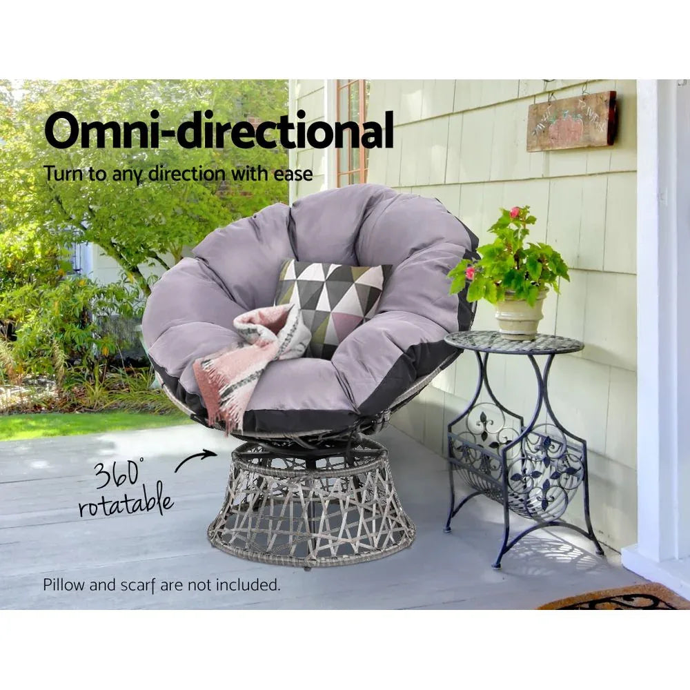Gardeon Outdoor Chairs Outdoor Furniture Papasan Chair Wicker Patio Garden Grey - Mekamart Australia