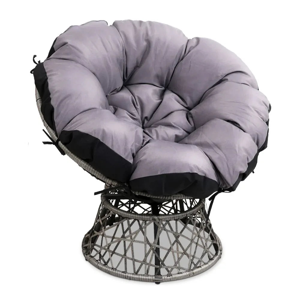 Gardeon Outdoor Chairs Outdoor Furniture Papasan Chair Wicker Patio Garden Grey - Mekamart Australia