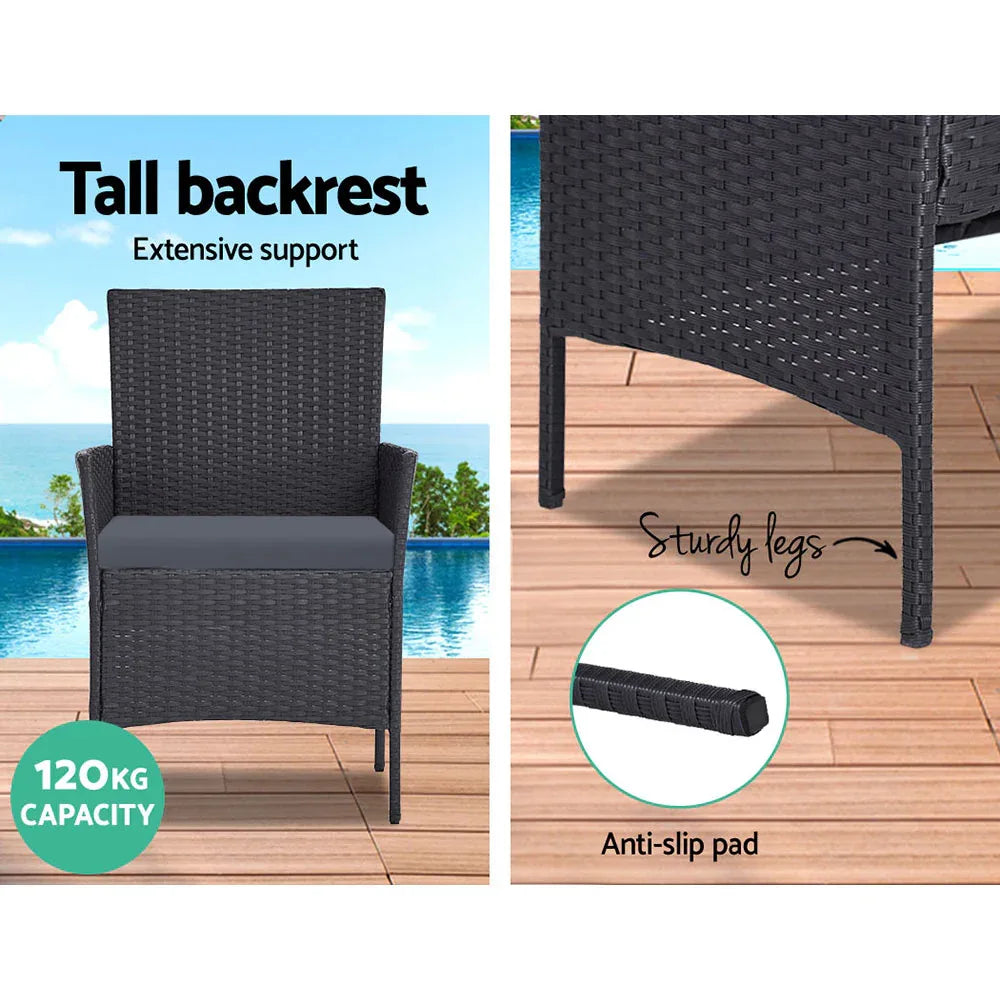 Gardeon 4 Seater Outdoor Sofa Set Wicker Setting Table Chair Furniture Dark Grey - Mekamart Australia