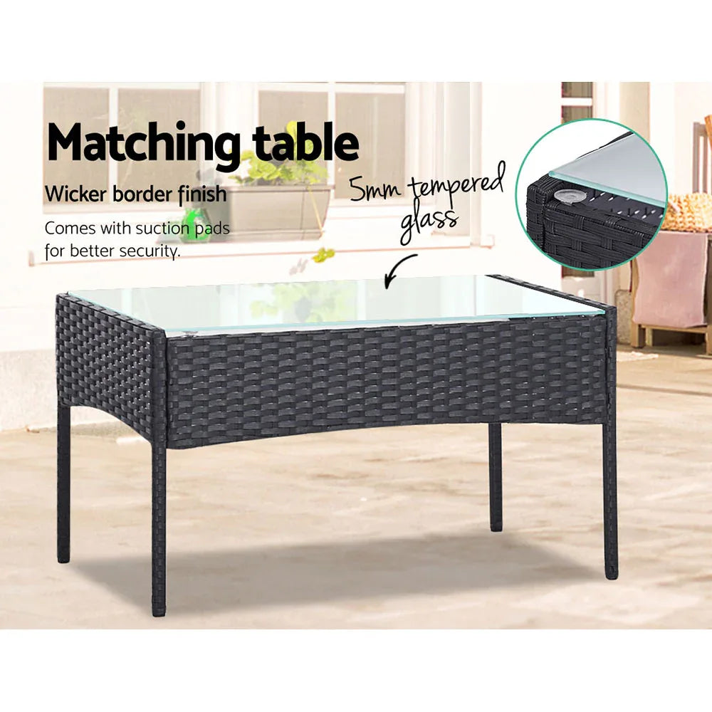 Gardeon 4 Seater Outdoor Sofa Set Wicker Setting Table Chair Furniture Dark Grey - Mekamart Australia