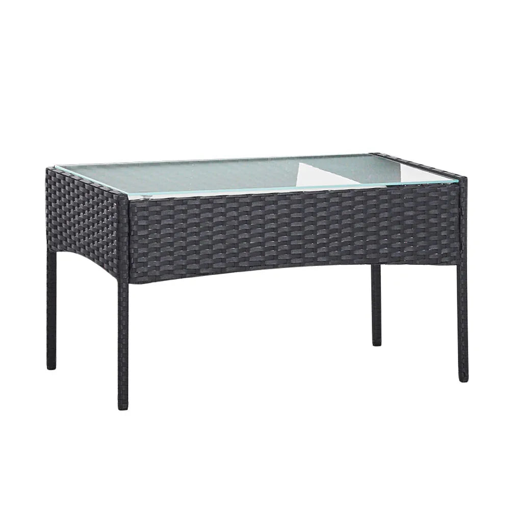 Gardeon 4 Seater Outdoor Sofa Set with Storage Cover Wicker Table Chair DarkGrey - Mekamart Australia