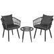 Gardeon 3PC Outdoor Bistro Set Patio Furniture Lounge Setting Table and Chairs Grey - Mekamart Australia
