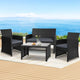 Gardeon 4 PCS Outdoor Sofa Set Rattan Chair Table Setting Garden Furniture Black - Mekamart Australia