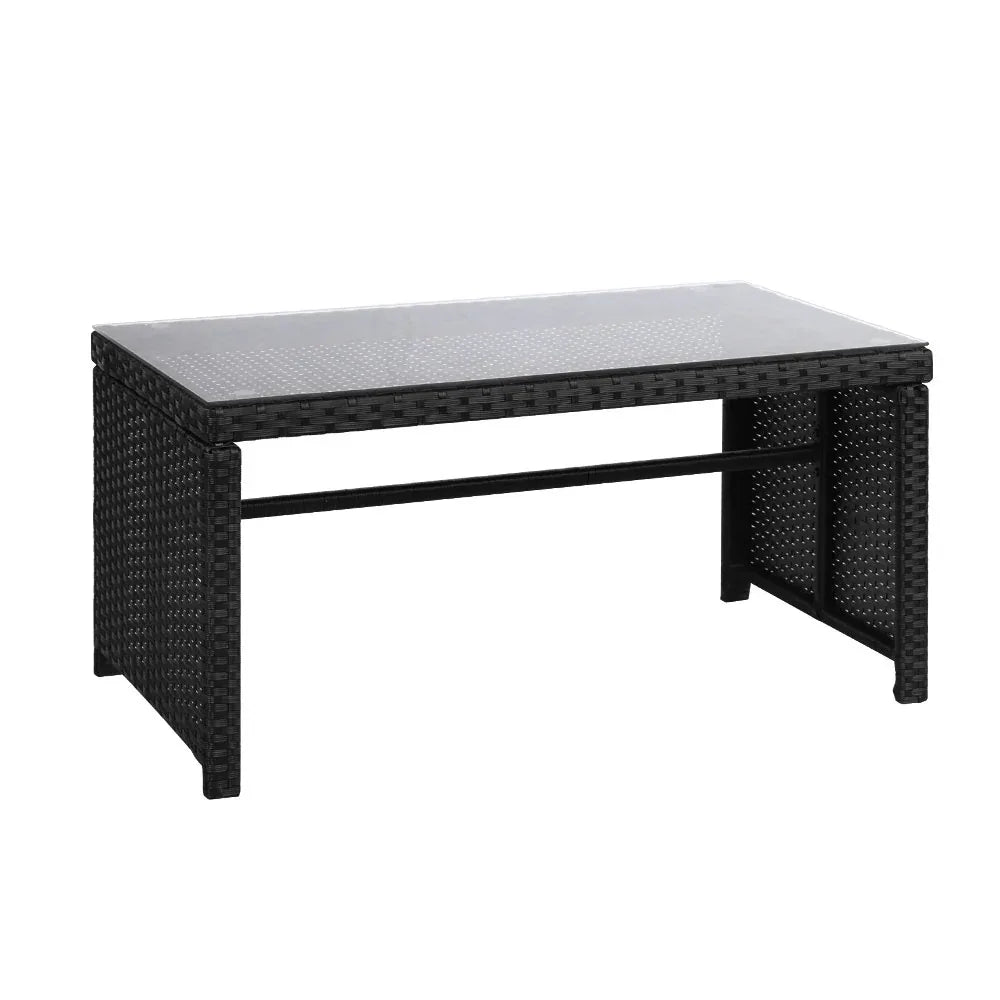 Gardeon 4 PCS Outdoor Sofa Set with Storage Cover Rattan Chair Furniture Black - Mekamart Australia