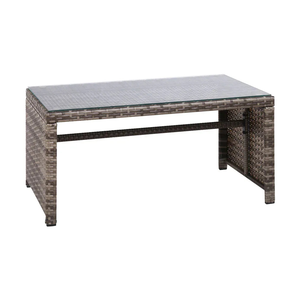 Gardeon 4 PCS Outdoor Sofa Set with Storage Cover Rattan Chair Furniture Grey - Mekamart Australia