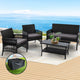 Gardeon 4PCS OutdoorSofa Set with Storage Cover Wicker Harp Chair Table Black - Mekamart Australia