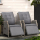 Gardeon 2PC Recliner Chairs Sun lounge Wicker Lounger Outdoor Furniture Adjustable Grey - Mekamart Australia