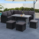 Gardeon Outdoor Furniture Dining Setting Sofa Set Lounge Wicker 9 Seater Black - Mekamart Australia