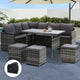 Gardeon Outdoor Dining Set Sofa Lounge Setting Chairs Table Ottoman Grey Cover - Mekamart Australia