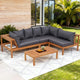 Gardeon 4 Pieces Outdoor Sofa Set 5-Seater Wooden Bench with Built-in Side Table - Mekamart Australia