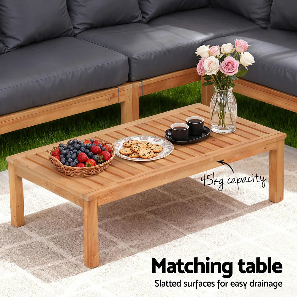 Gardeon 4 Pieces Outdoor Sofa Set 5-Seater Wooden Bench with Built-in Side Table - Mekamart Australia