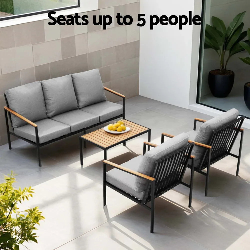 Gardeon 5 Seater Outdoor Sofa Set 4PCS Table Chair Garden Bench Patio Furniture - Mekamart Australia