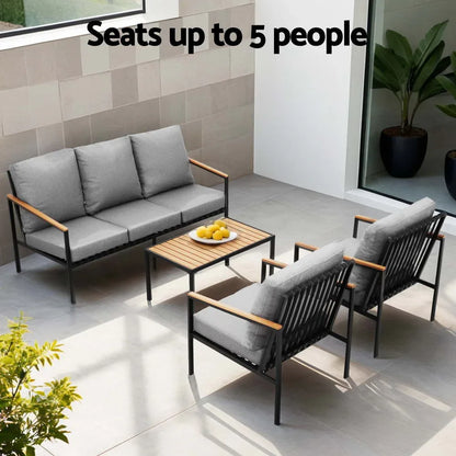 Gardeon 5 Seater Outdoor Sofa Set 4PCS Table Chair Garden Bench Patio Furniture - Mekamart Australia