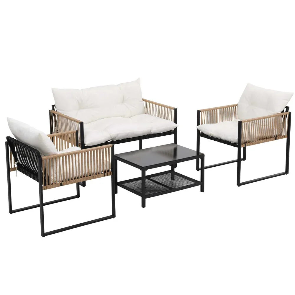 Gardeon 4 Seater Outdoor Sofa Set 4PCS Table Chair Set Garden Patio Furniture - Mekamart Australia
