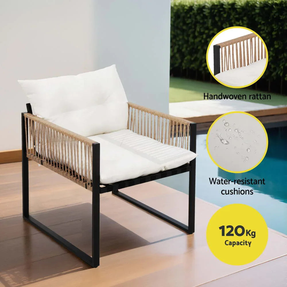 Gardeon 4 Seater Outdoor Sofa Set 4PCS Table Chair Set Garden Patio Furniture - Mekamart Australia