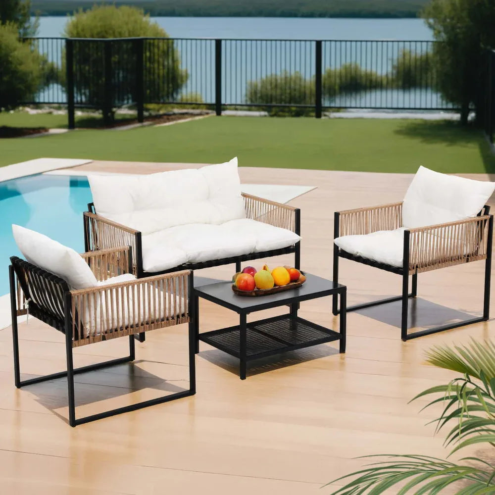 Gardeon 4 Seater Outdoor Sofa Set 4PCS Table Chair Set Garden Patio Furniture - Mekamart Australia
