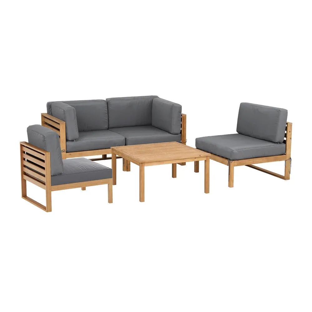 Gardeon 4-Piece Outdoor Sofa Set Wooden Couch Lounge Setting 5PCS - Mekamart Australia