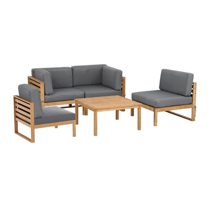 Gardeon 4-Piece Outdoor Sofa Set Wooden Couch Lounge Setting 5PCS - Mekamart Australia