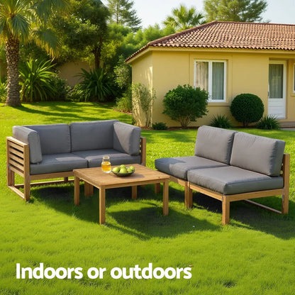 Gardeon 4-Piece Outdoor Sofa Set Wooden Couch Lounge Setting 5PCS - Mekamart Australia