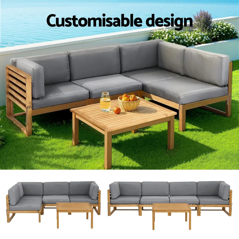 Gardeon 4-Piece Outdoor Sofa Set Wooden Couch Lounge Setting 5PCS - Mekamart Australia