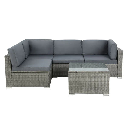 Gardeon 5-Piece Outdoor Sofa Set Wicker Couch Lounge Setting 4 Seater Grey - Mekamart Australia