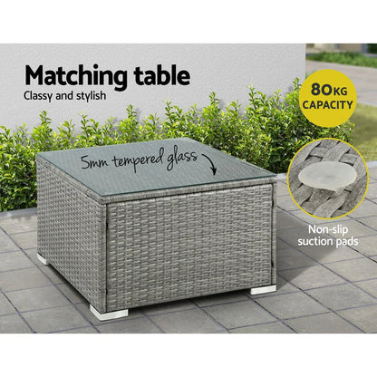 Gardeon 5-Piece Outdoor Sofa Set Wicker Couch Lounge Setting 4 Seater Grey - Mekamart Australia