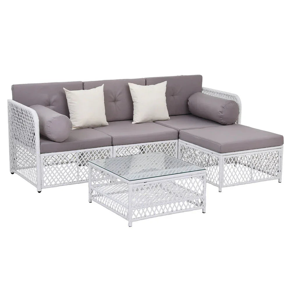 Gardeon 4 Seater Outdoor Sofa Set 5PCS Table Chair Set Garden Patio Furniture - Mekamart Australia