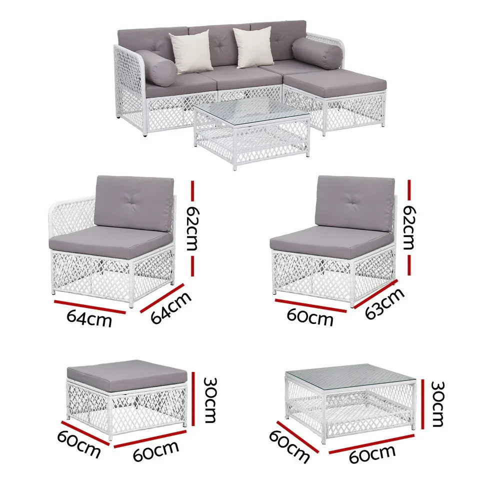 Gardeon 4 Seater Outdoor Sofa Set 5PCS Table Chair Set Garden Patio Furniture - Mekamart Australia