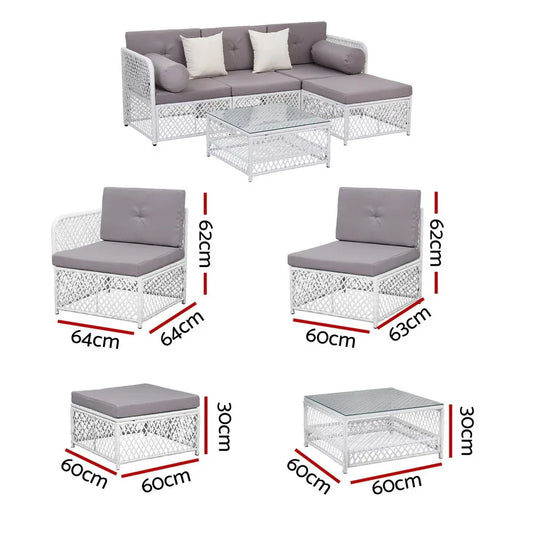 Gardeon 4 Seater Outdoor Sofa Set 5PCS Table Chair Set Garden Patio Furniture - Mekamart Australia