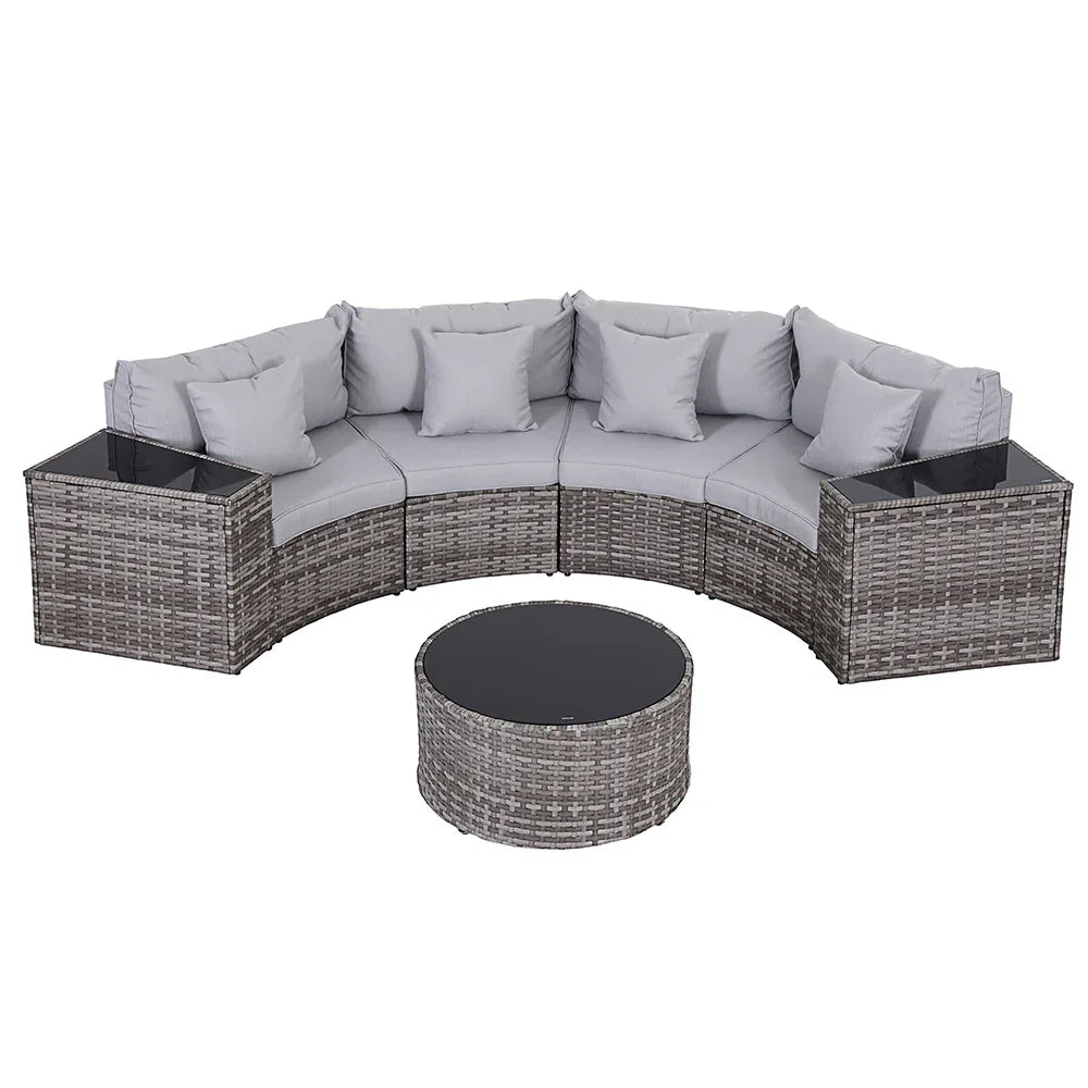 Gardeon 4 Seater Outdoor Sofa Set 7PCS Table Chair Set Garden Rattan Patio Furniture - Mekamart Australia
