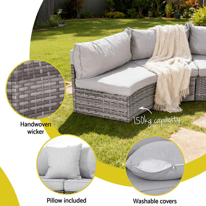 Gardeon 4 Seater Outdoor Sofa Set 7PCS Table Chair Set Garden Rattan Patio Furniture - Mekamart Australia