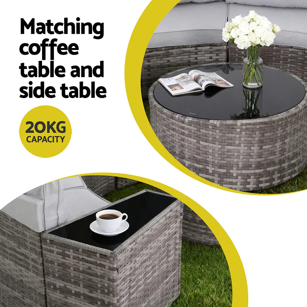 Gardeon 4 Seater Outdoor Sofa Set 7PCS Table Chair Set Garden Rattan Patio Furniture - Mekamart Australia