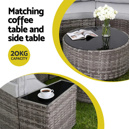Gardeon 4 Seater Outdoor Sofa Set 7PCS Table Chair Set Garden Rattan Patio Furniture - Mekamart Australia