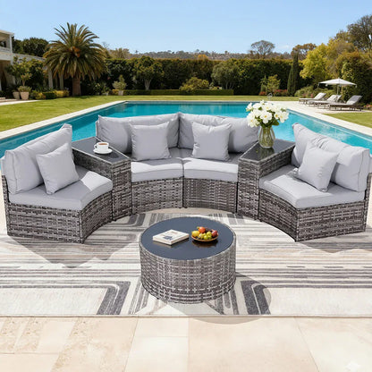 Gardeon 4 Seater Outdoor Sofa Set 7PCS Table Chair Set Garden Rattan Patio Furniture - Mekamart Australia