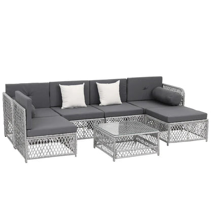 Gardeon 6 Seater Outdoor Sofa Set 7PCS Table Chair Set Garden Rattan Patio Furniture - Mekamart Australia