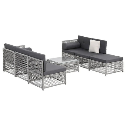 Gardeon 6 Seater Outdoor Sofa Set 7PCS Table Chair Set Garden Rattan Patio Furniture - Mekamart Australia